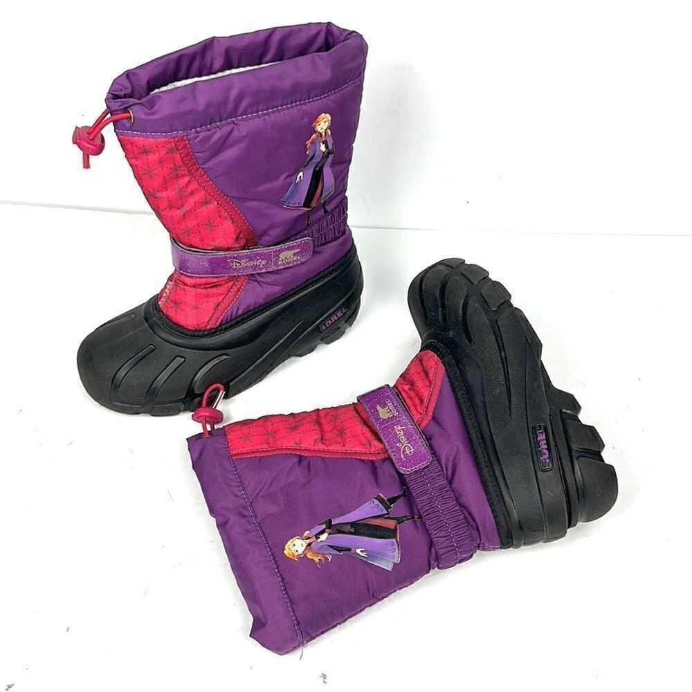Sorel Disney Anna Frozen 2 Youth Boots Purple Black Girls Youth Size 3 EUC!